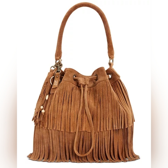 Frye Phoebe Frindged Suede Bucket Bag - Picture 1 of 10